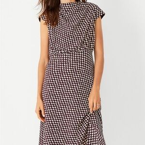 Ann Taylor burgundy houndstooth sleeveless Midi Dress